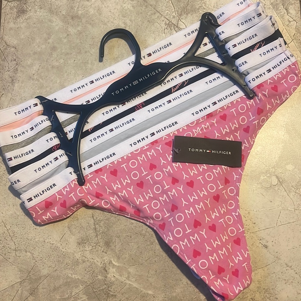 Tommy Hilfiger woman’s thong 5 pack New with tags on hanger size Medium